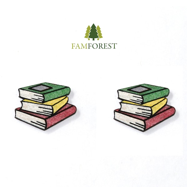 Books Earring SVG | Stud Earring SVG | Laser Cut Files | Glowforge | Beamo | Earrings File SVG | Books | Book Lover | Reading | Laser File