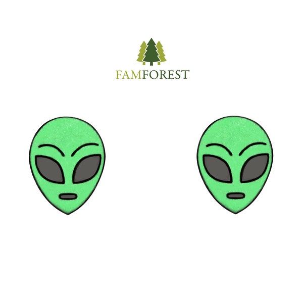 Alien Earring SVG | Stud Earring SVG | Laser Cut Files | Glowforge | Beamo | Earrings File SVG | Alien | Alien Lover | Space | Laser File