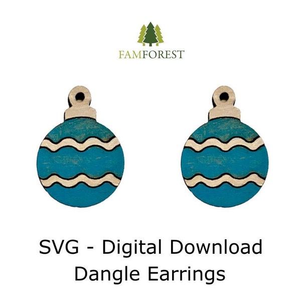 Christmas Tree Ornament Earring SVG | Dangle Earring SVG | Laser Cut Files | Glowforge | Beamo | Earrings File SVG | Christmas Decoration