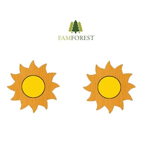 Sun Earring SVG | Sunny, Sunshine, Summer, Light Stud Earring SVG | Laser Cut File | Glowforge | Earrings File SVG