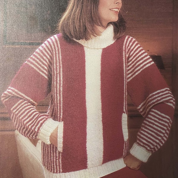 Vintage Knitting Pattern: Vertical Striped Sweater