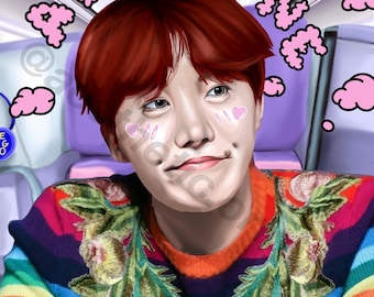 Red Hair Jhope Rainbow Sweater BTS Prints Jung Hoseok Aesthetic