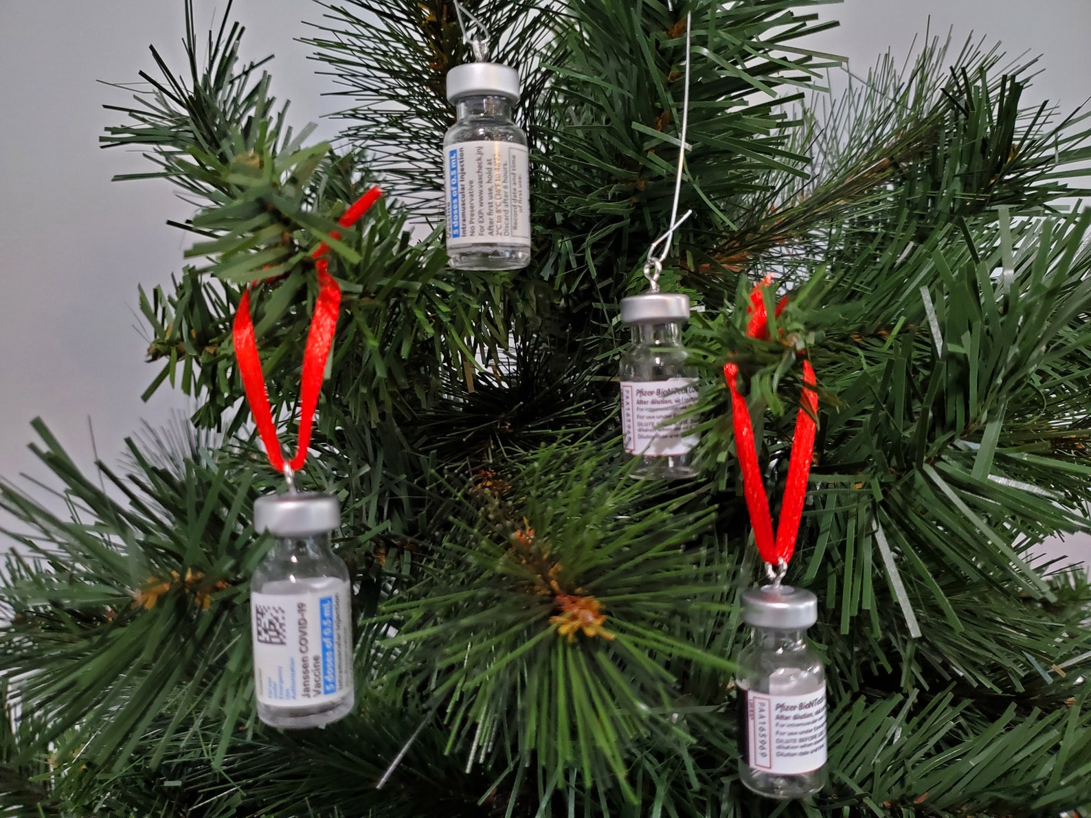 COVID 19 Vaccine Vial Replica Christmas Ornament Made to