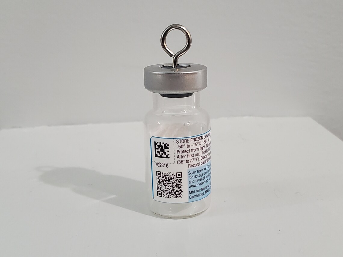 COVID 19 Moderna Vaccine Vial Replica Christmas Ornament