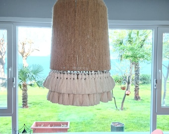 Boho light,Boho Chandelier, Fringe, Chandelier, Tassel Lamp Shade 35cm width Macrame Chandelier, Bohemian Lamp Shade, Bohemian Decor