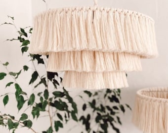 Boho light, Fringe Chandelier, Tassel Lamp Shade 40cm width Macrame Chandelier, Bohemian Lamp Shade, Bohemian Decor, Tassel Chandelier