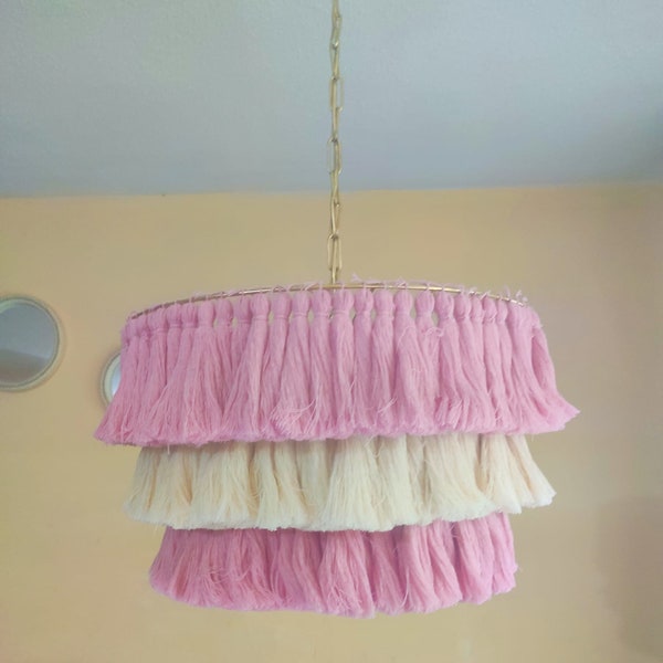 Valentine's Day Gift, New Home Gift Chandelier, Boho Chandelier, Macrame Chandelier, Tassel Chandelier, Bohemian Lampshade, Bohemian Decor