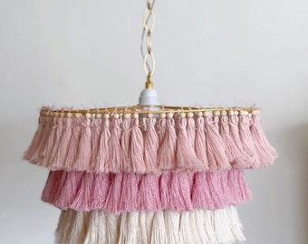 Boho light,Boho Chandelier, Fringe Chandelier, Tassel Lamp Shade 40cm width Macrame Chandelier, Bohemian Lamp Shade, Bohemian Decor