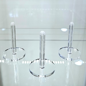 3 pack - 1/6th scale acrylic head stands - round base - free ship