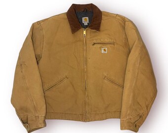 Vintage Carhartt Detroit Jacket Tan Brown Zip Up Y2K 90s Size 2XL