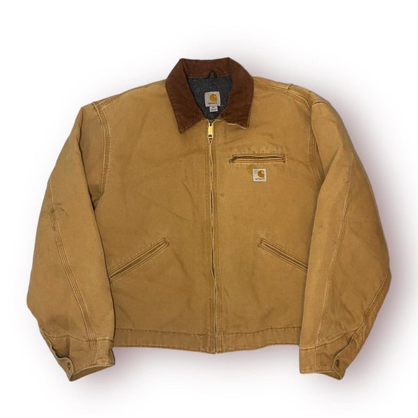 Vintage Carhartt Detroit Jacket Tan Brown Zip Up Y2K 90s Size 2XL