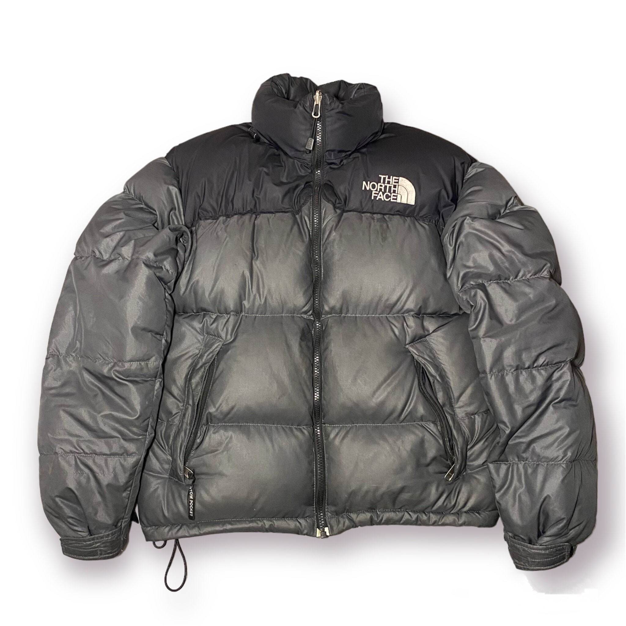 Vintage The North Face 700 Nuptse Grey Black Down Puffer Jacket 90s Y2K Men s Size Small AS IS DAMAGED Etsy