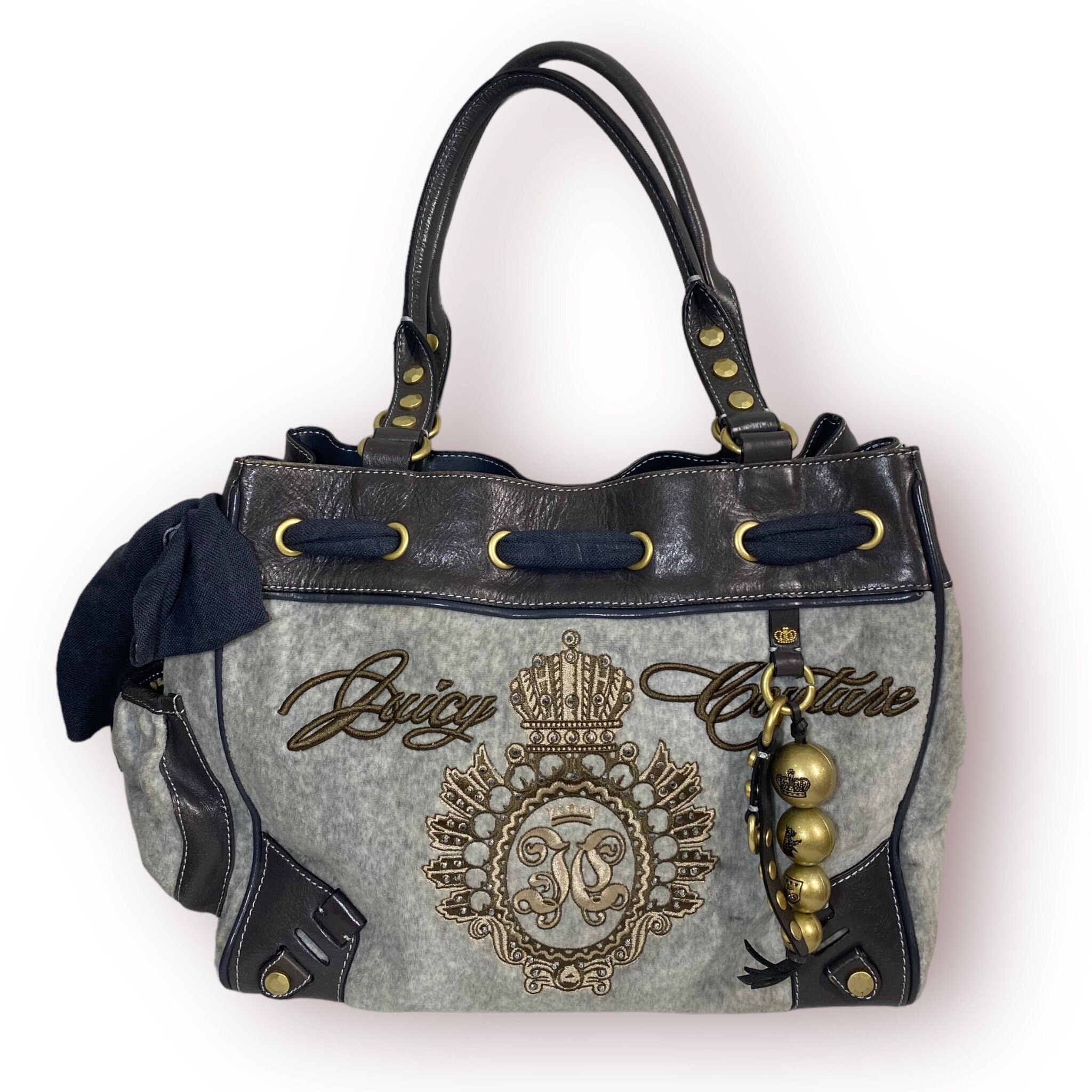 Vintage Juicy Couture Grey Velour Daydreamer Bag W Charm Y2K Early 2000s DAMAGED FLAWS Etsy