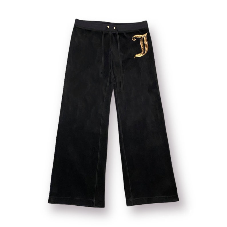 Vintage Juicy Couture Tracksuit Black & Gold Velour 2 Piece Etsy