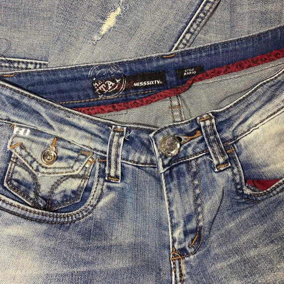 Vintage Miss Sixty Distressed Flare Denim Jeans Y… - image 5