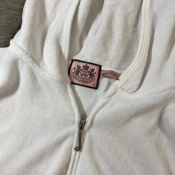 Vintage Juicy Couture White Terry Cloth Zip Up Hoodie… Gem