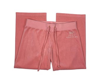 Vintage Juicy Couture Pink Velour Track Pants Y2K Early 2000s Size Small