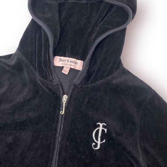 Vintage Juicy Couture Black Velour Zip up Hoodie Y2K Early
