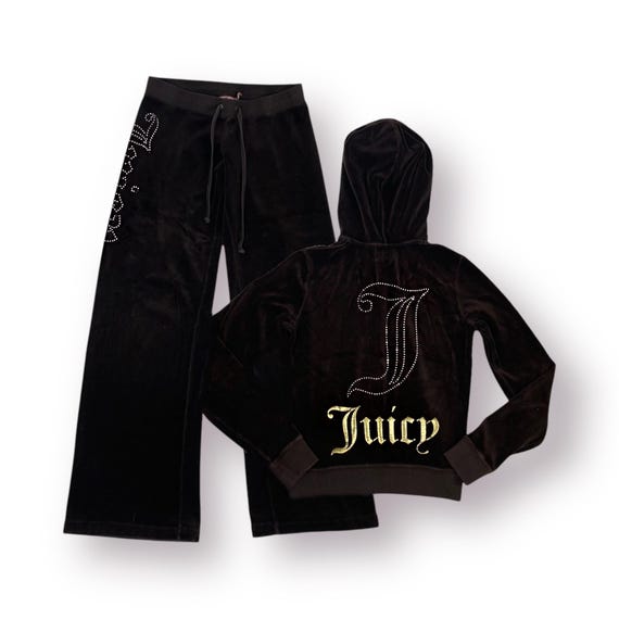 Vintage Juicy Couture Tracksuit Brown Velour 2 Piece Matching Set