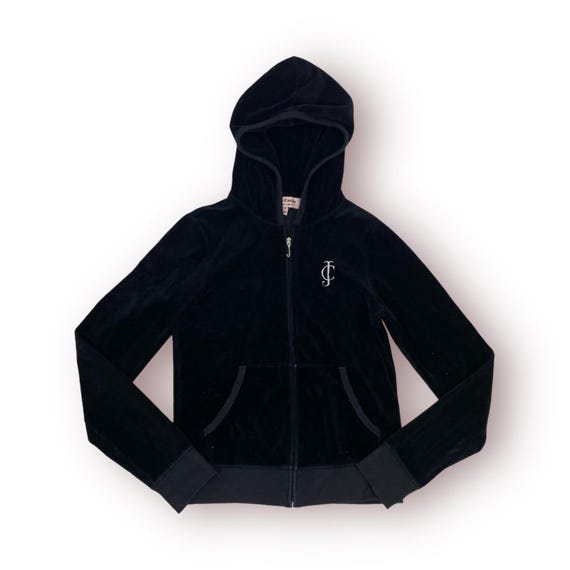 大流行中！ Juicy Vintage Couture Early Y2K Hoodie up Zip Velour Black トップス