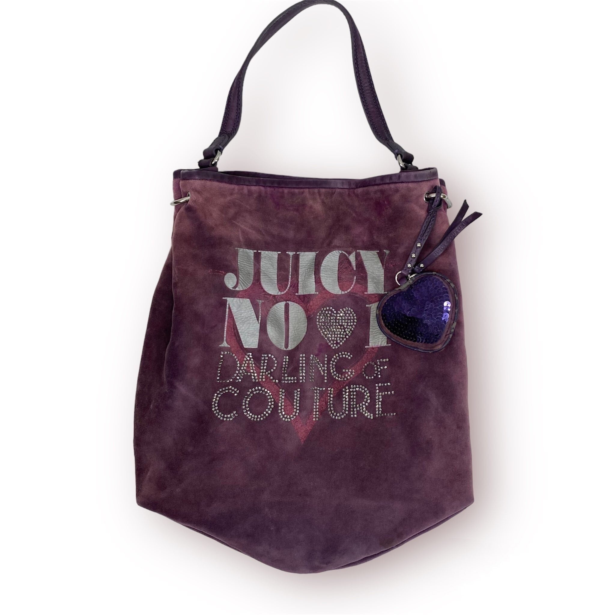 Juicy Couture Purse-7”x8” Purple Terry Cloth Shoulder Bag W/ Pink Lining-  Sequin | eBay