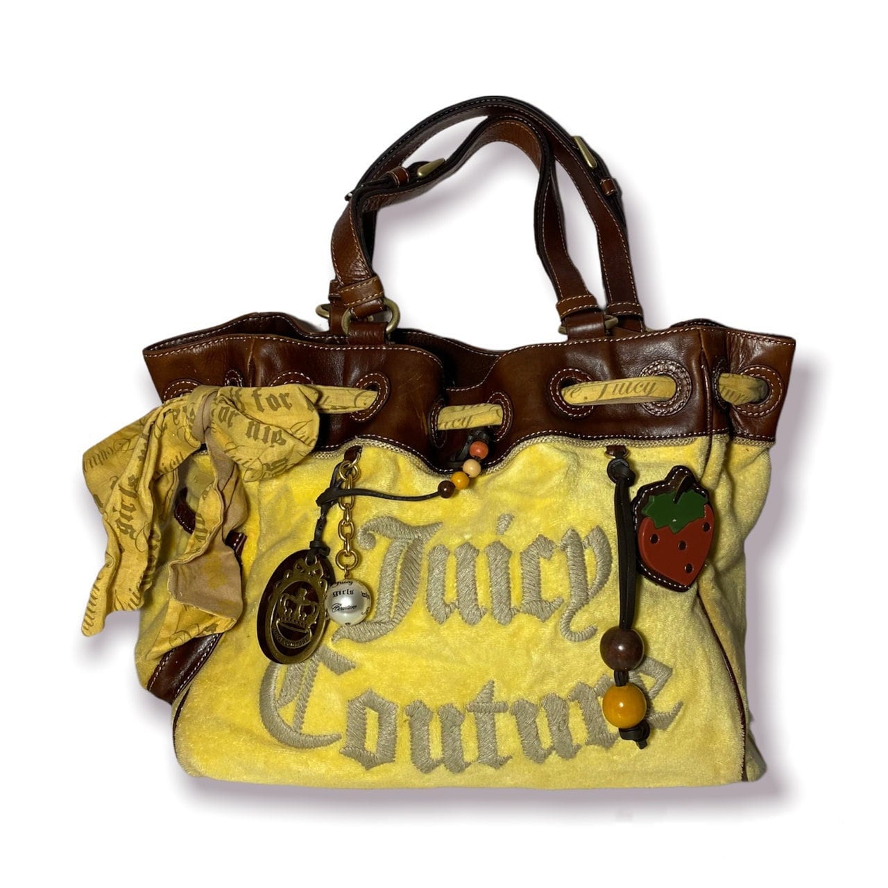Vintage Juicy Couture Yellow Terry Cloth Strawberry “daydreamer