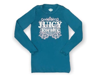 Vintage Juicy Couture Long Sleeve Graphic “Juicy Royalty” Shirt Bling Y2K Early 2000s Size Medium