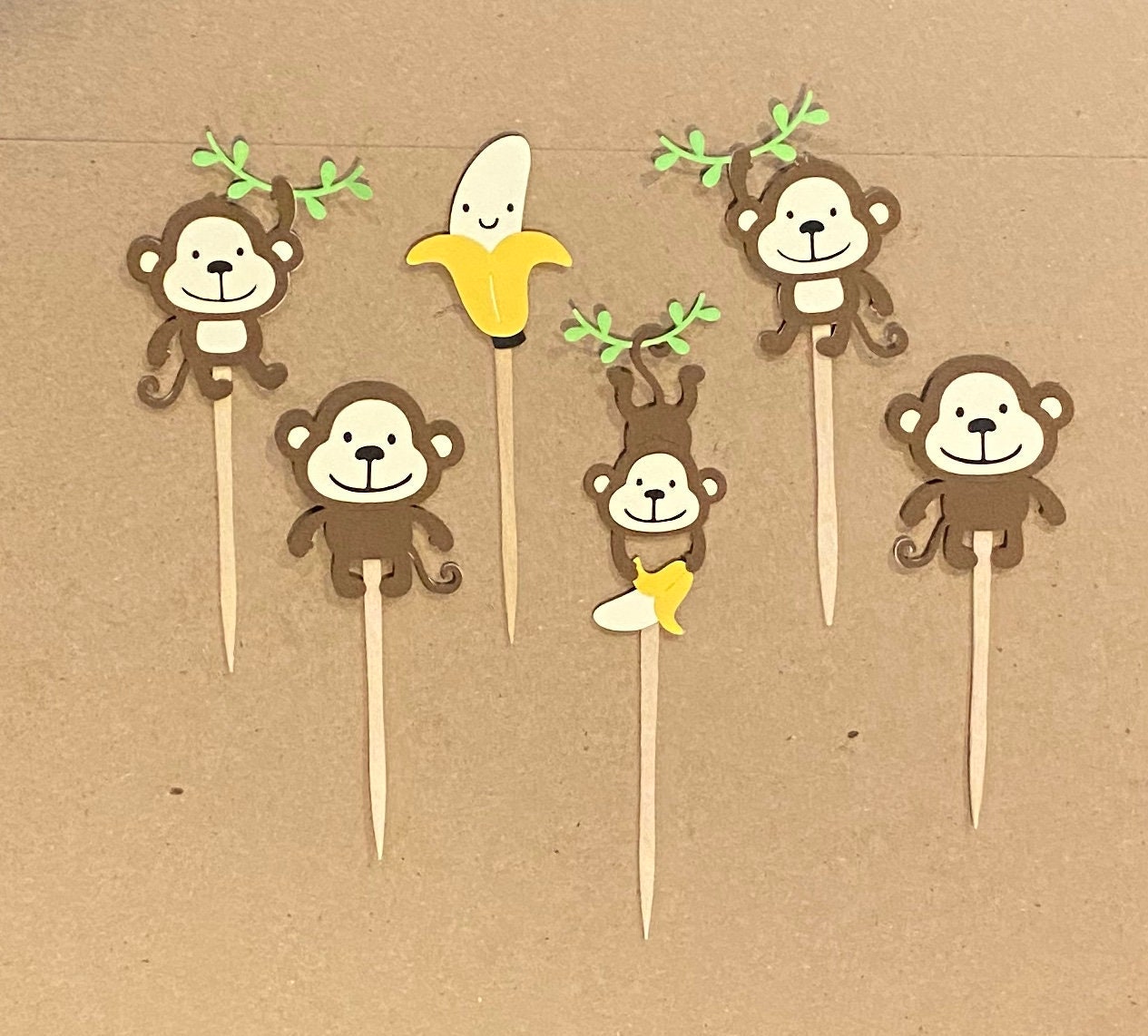 Monkey Cupcake Toppers kids Birthday Party Decorations Kids | Etsy