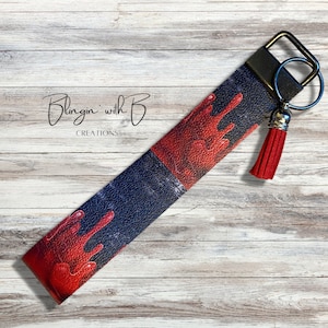 Blood Spill | Spooky | Halloween | Creepy | Faux Leather | Key Fob | Key Chain