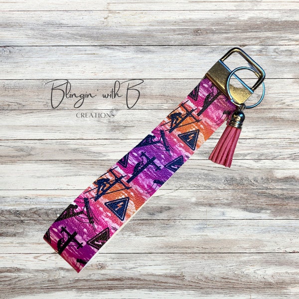 Lineman | Power Line Worker | Utility Line | Hurricane | Faux Leather | Key Fob | Key Chain