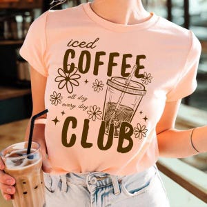 Iced Coffee Shirt Comfort Colors Tee Coffee Lovers Gift Caffeine Enthusiast Apparel Cold Brew Fan Clothing Casual Wear Morning Java Club