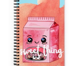 Cute Strawberry Milk Dotted Spiral notebook