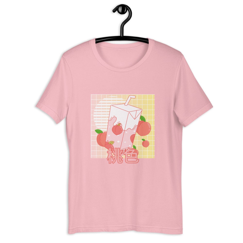 Women's Cute Kawaii Peach Juice Box T-Shirt - Harajuku Style Embroidery Casual Top - View #2