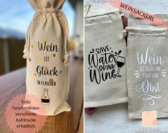 Linen wine bag | Gift idea | Wine lovers | Souvenir | Various designs