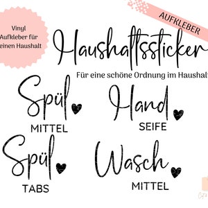 Household stickers | Dishwashing liquid | Hand soap | Laundry detergent | Dishwasher tablets | Shampoo | Shower gel | Custom stickers