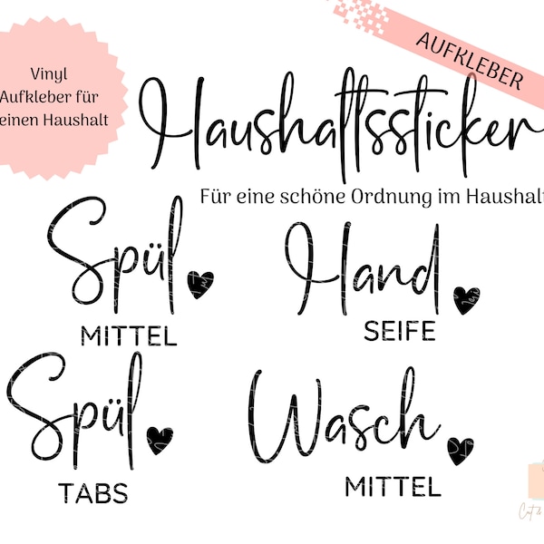 Aufkleber "Haushalt" | Spülmittel | Handseife | Waschmittel | Spültabs | Shampoo | Duschgel | individuelle Aufkleber