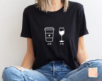 Iron-on transfer "AM PM" | Plotter image | T-shirt print | Coffee | Wine | Drinks | Applique | Upcycling | Iron-on transfer
