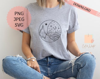 Digital file "Mountains&Sea"|SVG|Plotter file|PNG|Silhoutte|Cricut