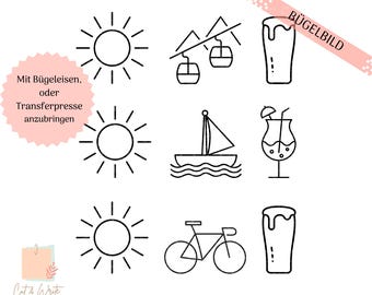 Iron-on transfer "Sushine vibes" | Plotter image | T-shirt print | Sunshine | Bike | Drinks | Applique | Upcycling | Iron-on transfer