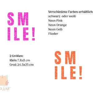 Bügelbild Smile Plotterbild T-Shirt Aufdruck Smile Glücklich Spruch Applikation upcycling Bügelaufdruck Bild 4