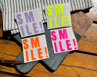 Iron-on patch "Smile!" | Plotter image | T-shirt print | Smile | Happy | Saying | Applique | Upcycling | Iron-on patch