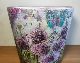 Plant pots,Ceramic pot,Pot and planter,Flower pot,Garden pot,Indoor & outdoor pot,Decoupage,Gift,Pot and saucer,Home and garden decoration
