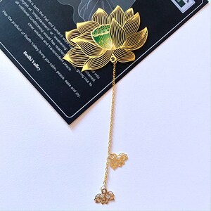 Elegant Brass Metal Gold Lotus Bookmark | Unique Gift For Book Lover, Reader, Writer, Teacher and Student