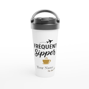 Frequent Sipper Travel Mug – Airplane & Coffee Design for Wanderlust Lovers