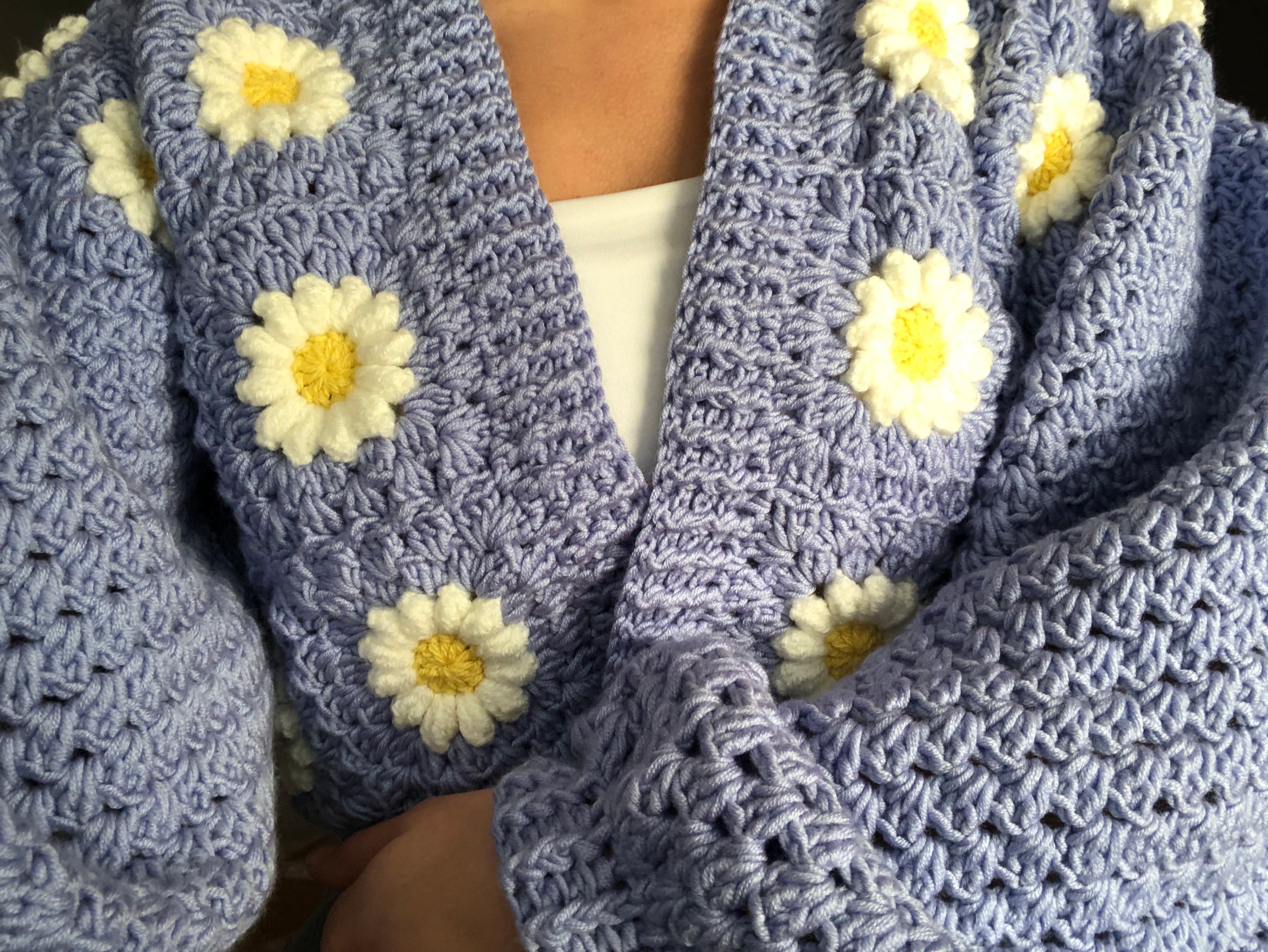 Crochet Cardigan | Chunky Cardigan | Handmade Flower Crochet Cardigan | Chunky Cardigan | Handmade Flower