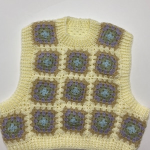 Suéter cuadrado de la abuela, chaleco cuadrado de la abuela, oeste hecho a mano, chaleco hecho a mano, chaleco de ganchillo