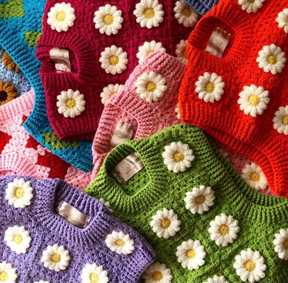 Floral Motif Hand Knitted Vest　美品　希少 Floral Motif Hand Knitted Vest 美品 希少