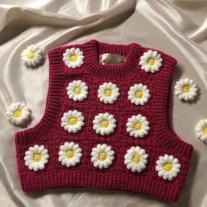 Handmade Floral Vest | Crochet Vest | Crochet Crop Top | Size XXS-XS