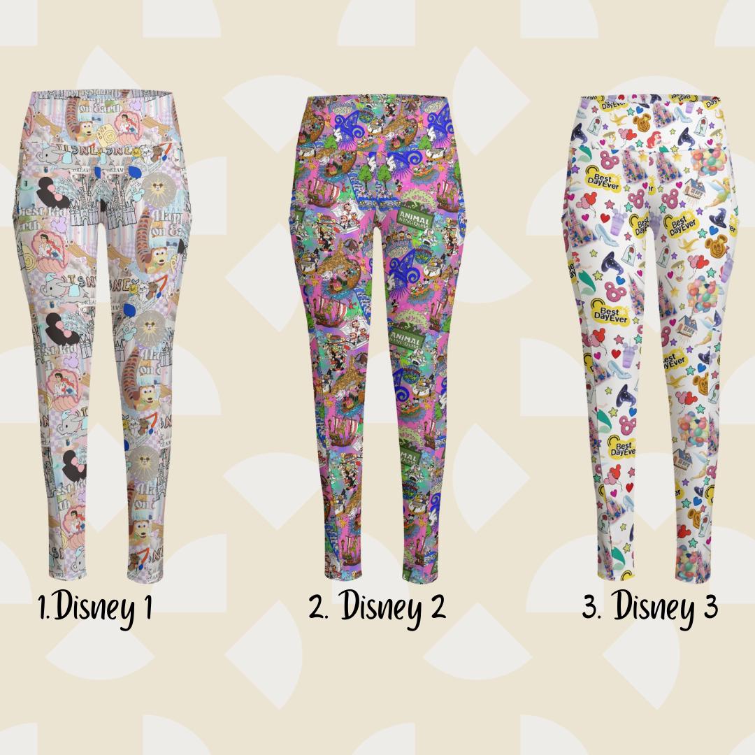 Discover Disney Attractions Women's Leggings, Side Pocket, All Over Print