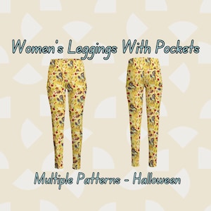 Disney Halloween Women&#39;s Leggings, Side Pocket, All Over Print